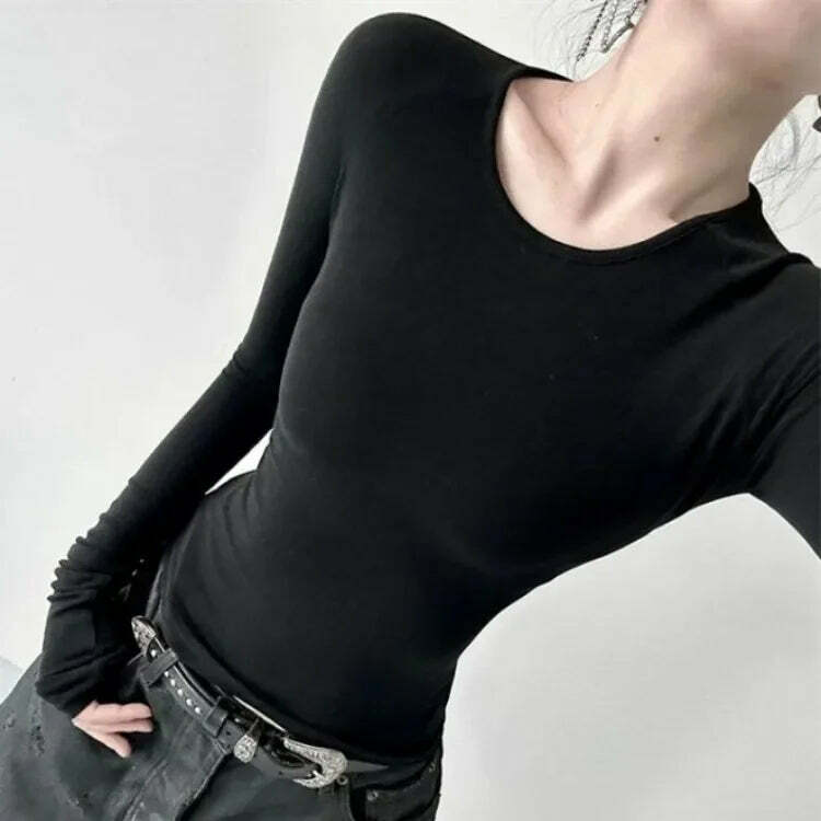 Y2K Retro Angel Print Slim Fit Long Sleeve T-Shirt For Women - Grunge E-Girl Fashion