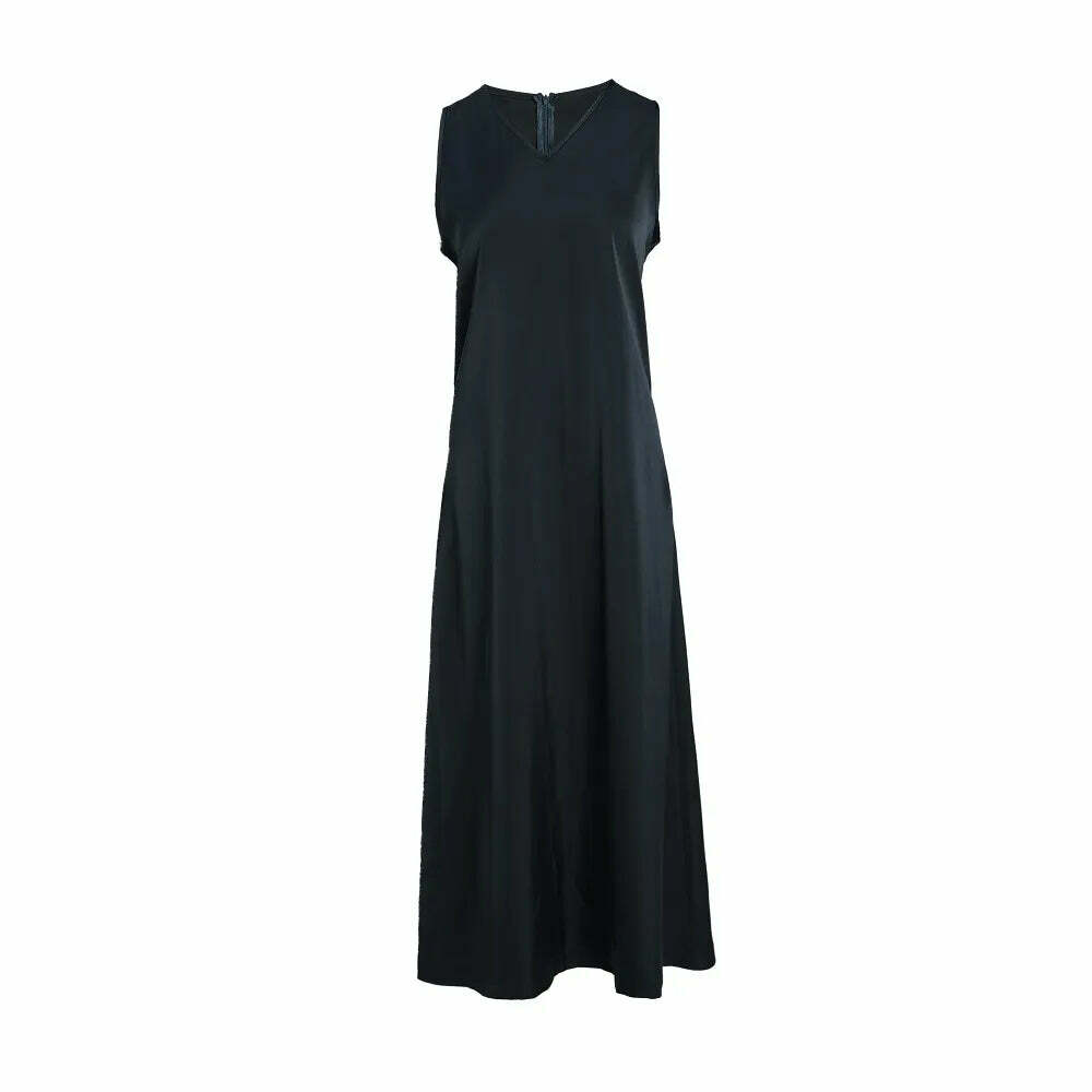 Y2K Satin Maxi Dress & Ribbed Mock Neck Top - 90S Grunge, Retro, Pastel Goth, High Quality