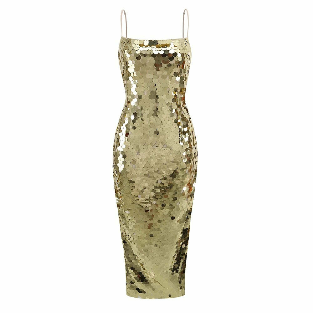 Y2K Sequin Maxi Dress - Retro 90S Grunge, Party & Club Outfits, Summer Y2K Fashion