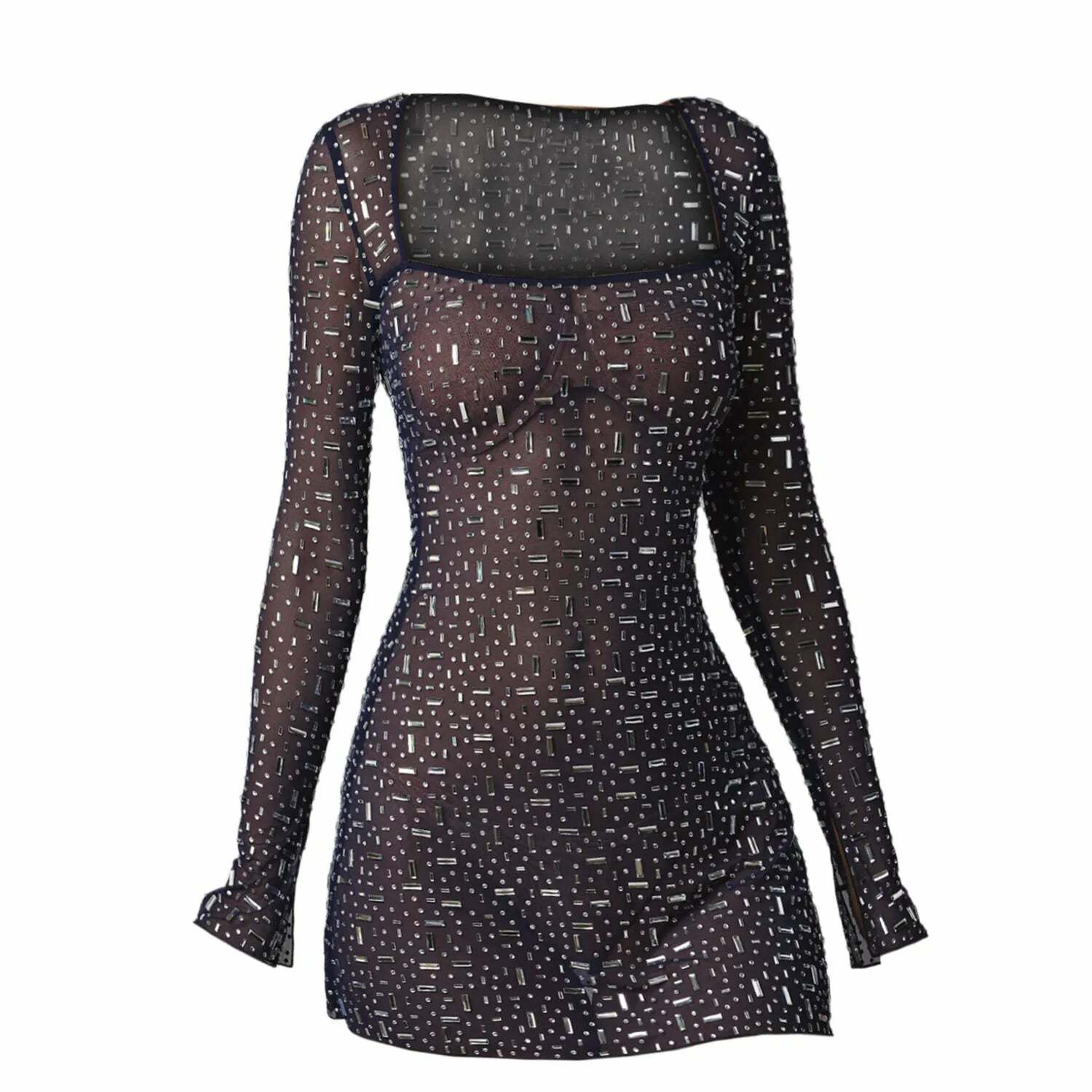 Y2K Sequin Party Dress - Sexy Sheath Long Sleeve Diamond Mini Club Outfit For Women