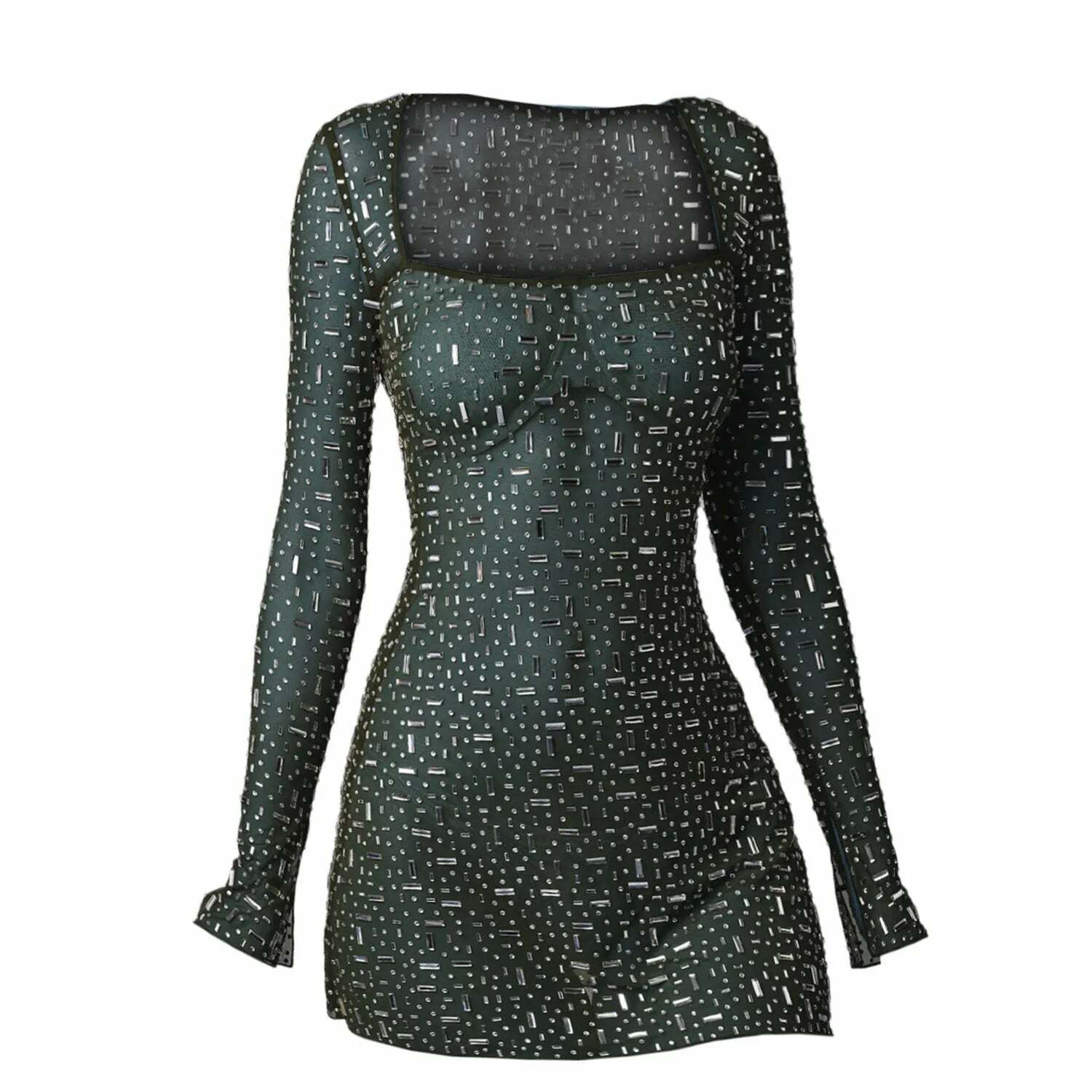 Y2K Sequin Party Dress - Sexy Sheath Long Sleeve Diamond Mini Club Outfit For Women