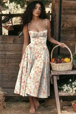 Y2K Sexy Solid Spaghetti Strap Pleated Backless Midi Dress - Elegant Grunge Party Outfit