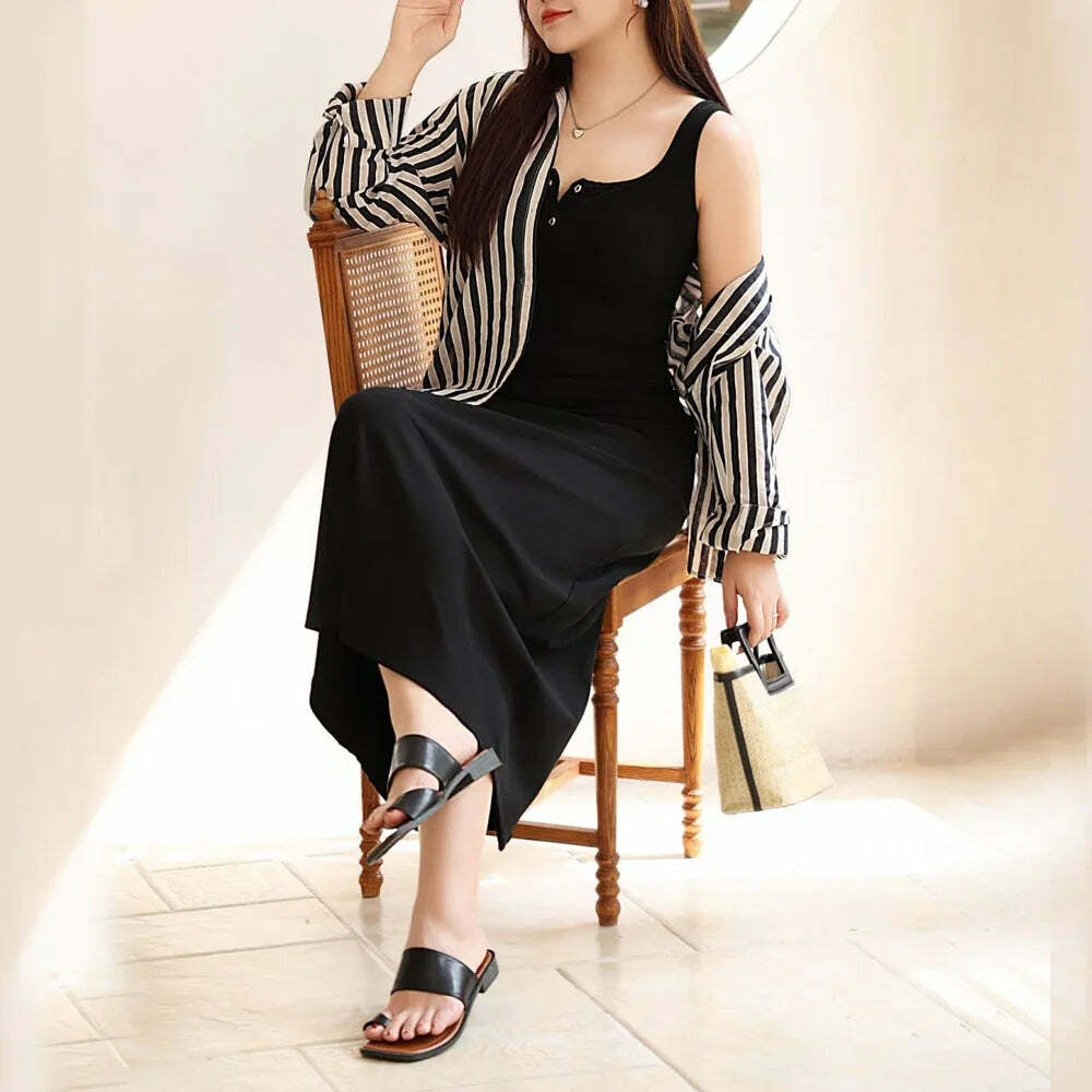 Y2K Square Collar Button-Down Knitted Dress, Slim Waist, French Wide Strap, Summer Grunge Outfit