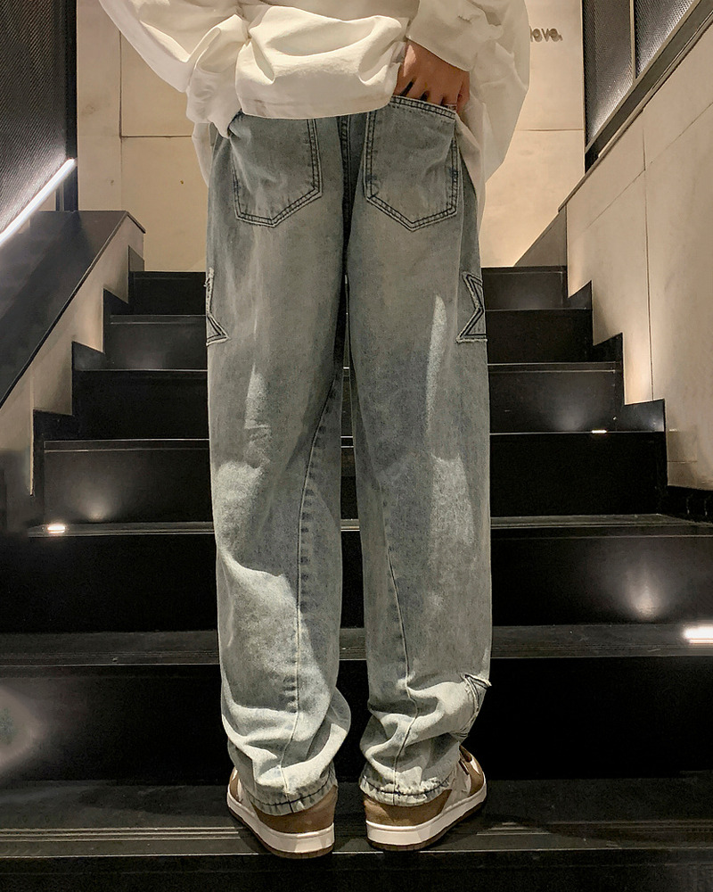 Y2K Star Embroidered Jeans - 90S Grunge, Retro Summer, Pastel Goth, Hip Hop Fashion