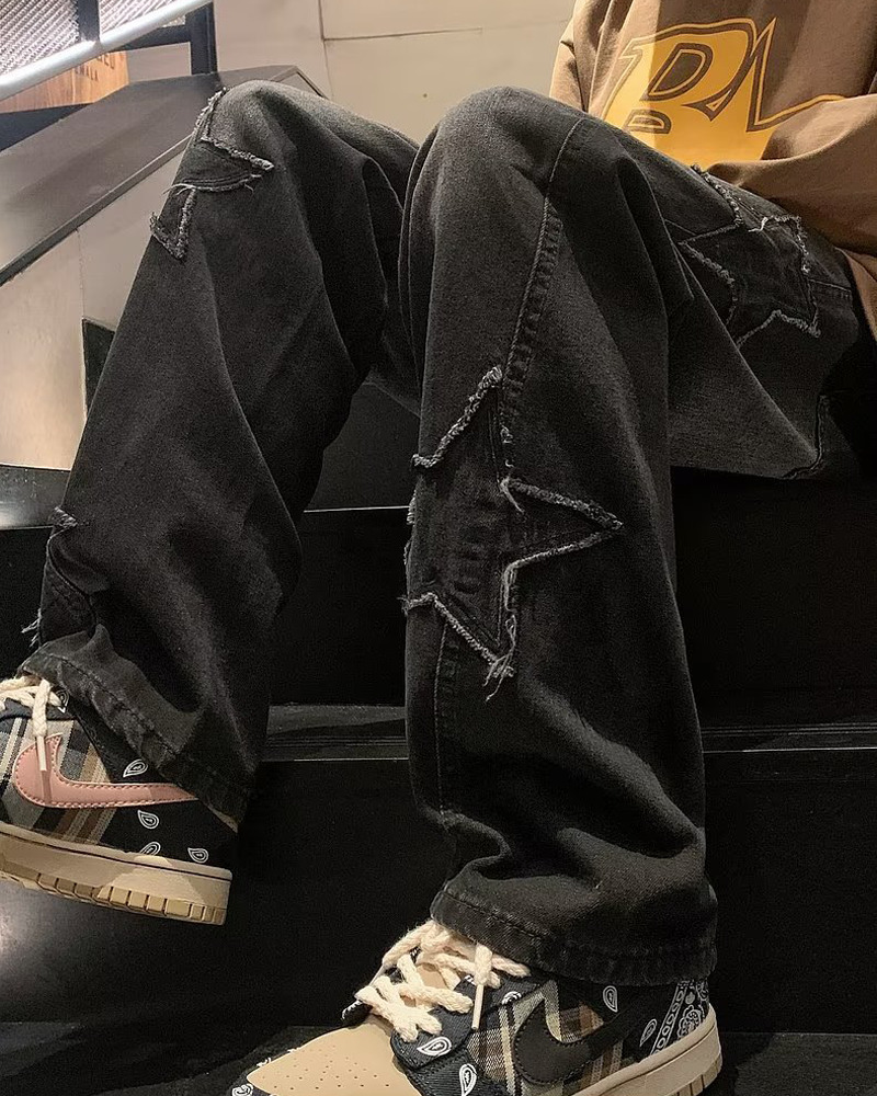 Y2K Star Embroidered Jeans - 90S Grunge, Retro Summer, Pastel Goth, Hip Hop Fashion