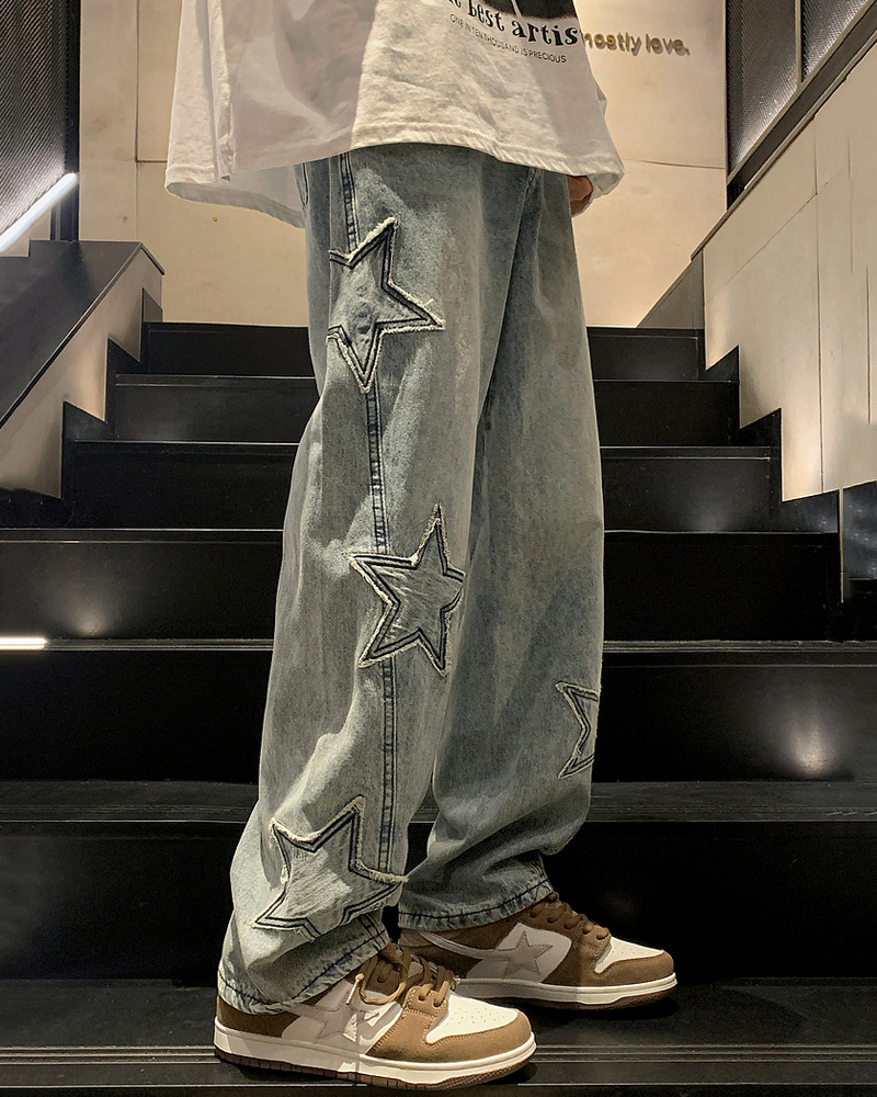 Y2K Star Embroidered Jeans - 90S Grunge, Retro Summer, Pastel Goth, Hip Hop Fashion