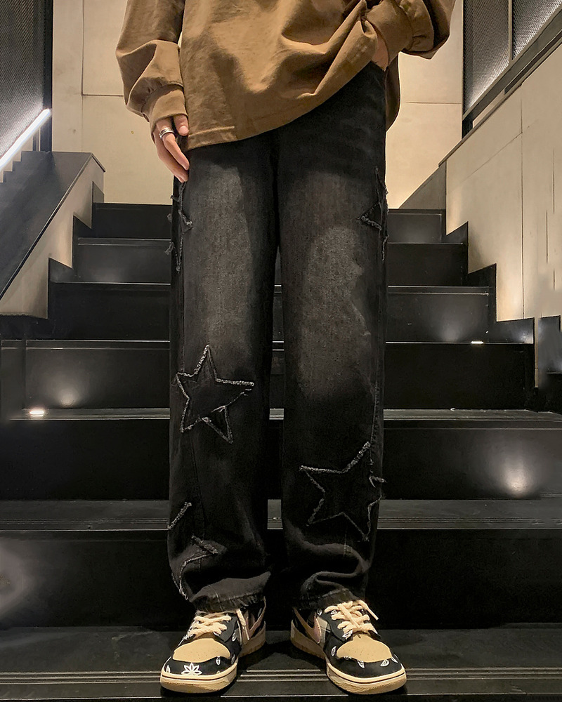 Y2K Star Embroidered Jeans - 90S Grunge, Retro Summer, Pastel Goth, Hip Hop Fashion