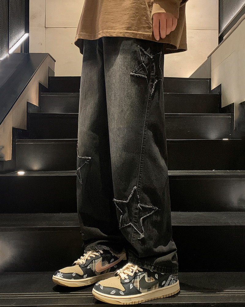 Y2K Star Embroidered Jeans - 90S Grunge, Retro Summer, Pastel Goth, Hip Hop Fashion