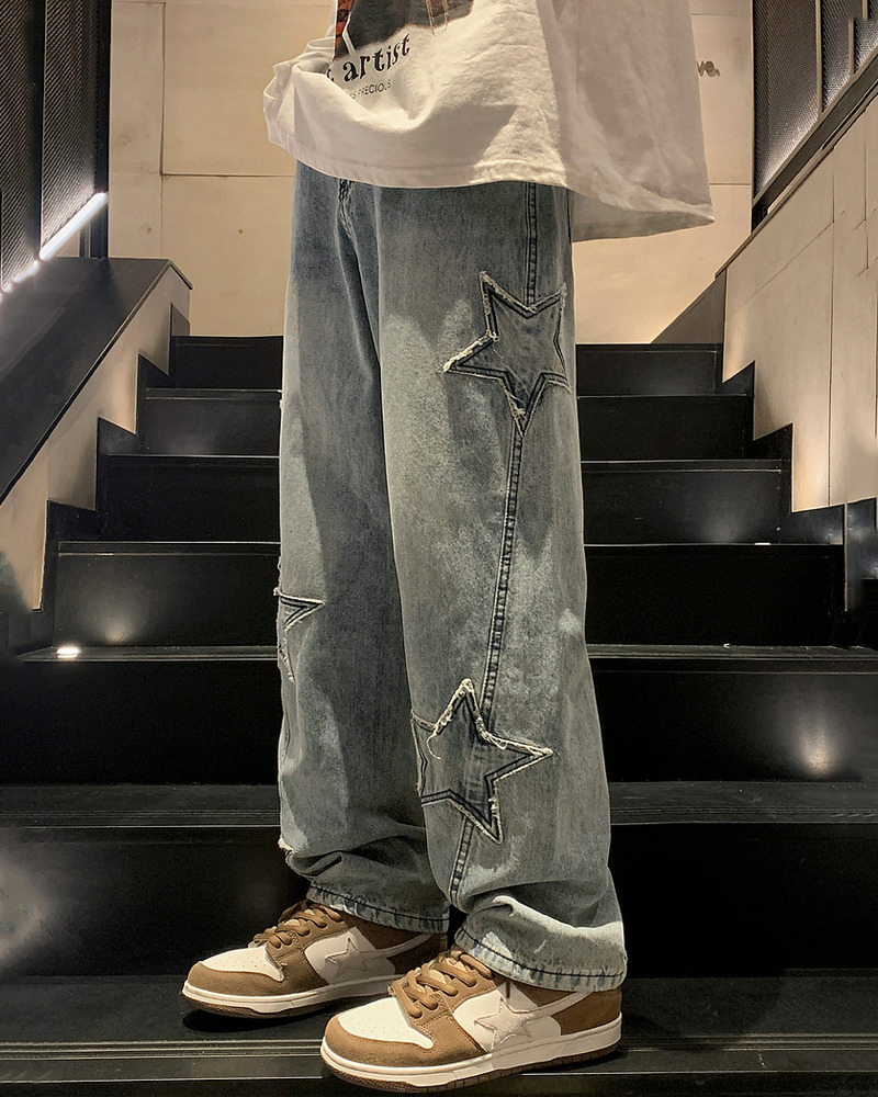 Y2K Star Embroidered Jeans - 90S Grunge, Retro Summer, Pastel Goth, Hip Hop Fashion