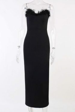 Y2K Strapless Feather Dress - Retro 90S Grunge, Summer Party, Club Outfit, Popstar Vibes