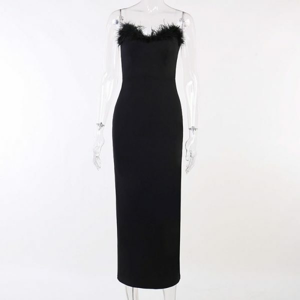 Y2K Strapless Feather Dress - Retro 90S Grunge, Summer Party, Club Outfit, Popstar Vibes
