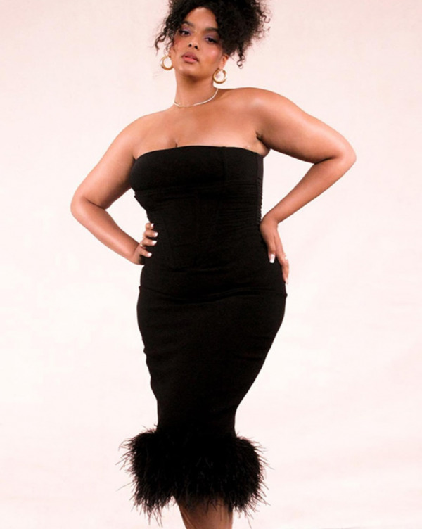 Y2K Strapless Feather Dress - Retro 90S Grunge, Summer Party, Club Outfit, Popstar Vibes