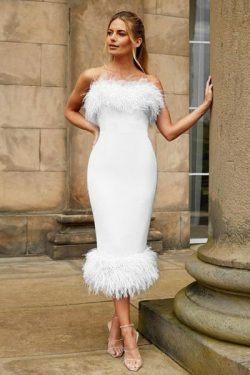 Y2K Strapless Feather Dress - Retro 90S Grunge, Summer Party, Club Outfit, Popstar Vibes