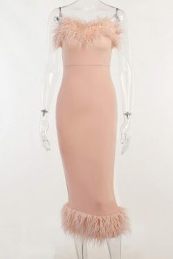 Y2K Strapless Feather Dress - Retro 90S Grunge, Summer Party, Club Outfit, Popstar Vibes