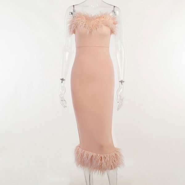 Y2K Strapless Feather Dress - Retro 90S Grunge, Summer Party, Club Outfit, Popstar Vibes