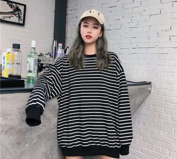 Y2K Striped Oversized Grunge Sweater - 90S Retro, Summer Y2K Outfits, Gothic Y2K Fashion