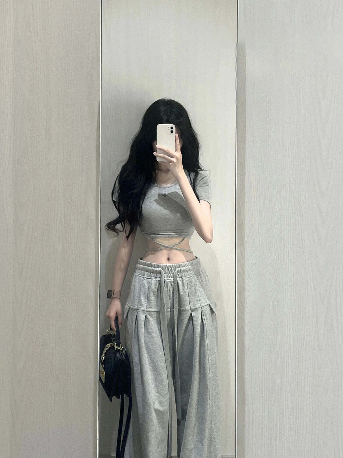 Y2K Summer 2 Piece Set: Crop Top & Loose Trousers - 90S Grunge, Retro, Pastel Goth, Korean