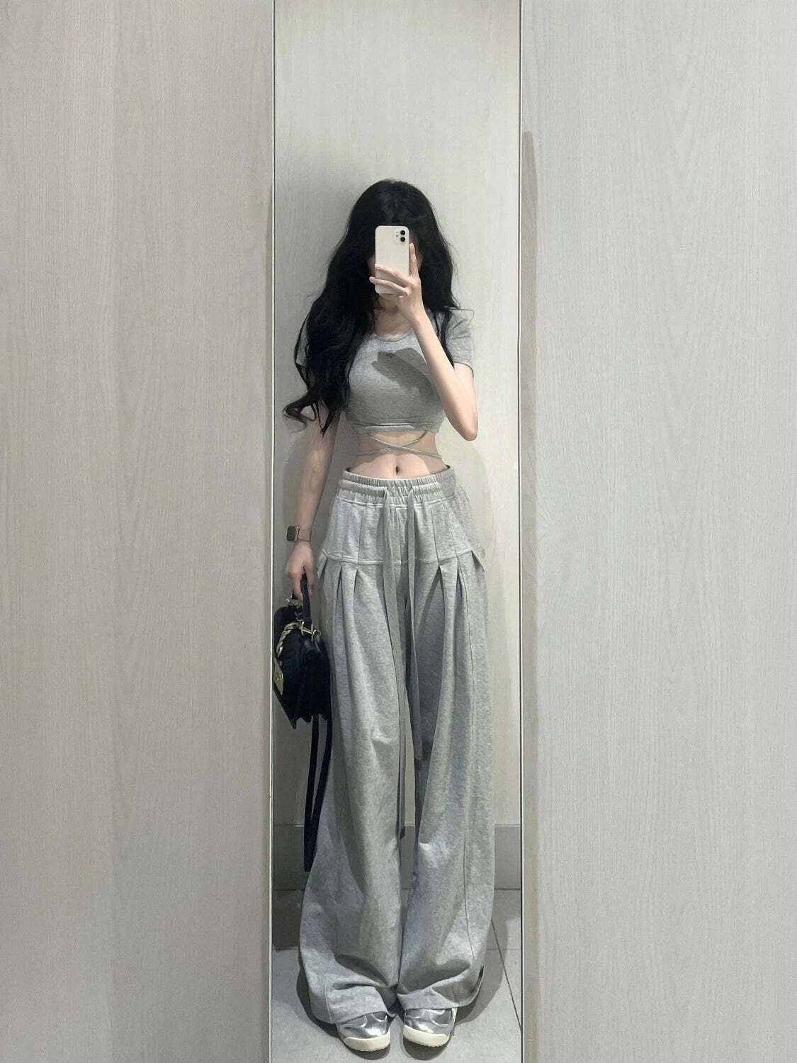 Y2K Summer 2 Piece Set: Crop Top & Loose Trousers - 90S Grunge, Retro, Pastel Goth, Korean
