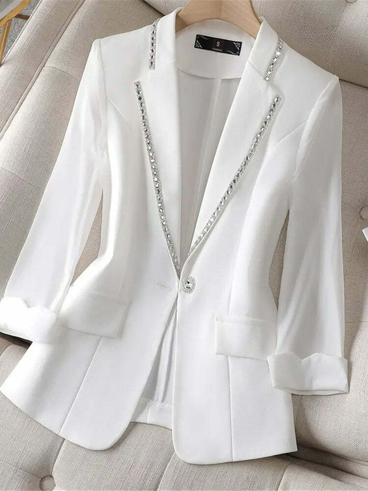 Y2K Summer Blazer: 90S Grunge White Sunscreen Jacket, Retro Black Cardigan, Korean Fashion