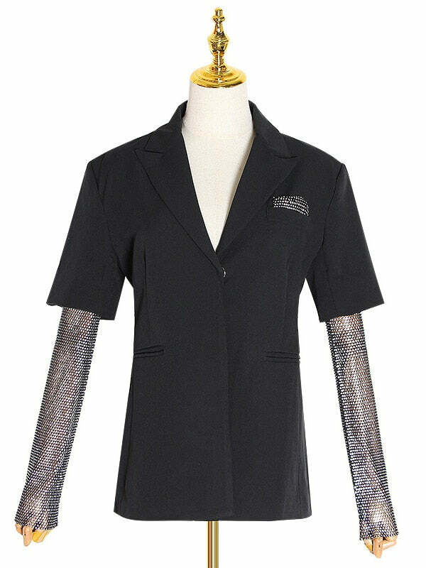 Y2K Summer Bordeaux Blazer - 90S Grunge, Retro Style, Y2K Party & Club Outfits, Pastel Goth