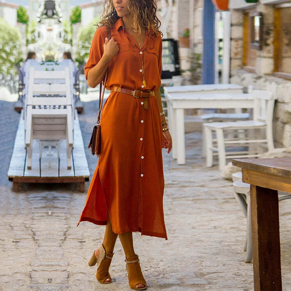 Y2K Summer Button Side Split Long Dress - Casual Loose Midi, 90S Grunge, Retro Style, Pastel Goth