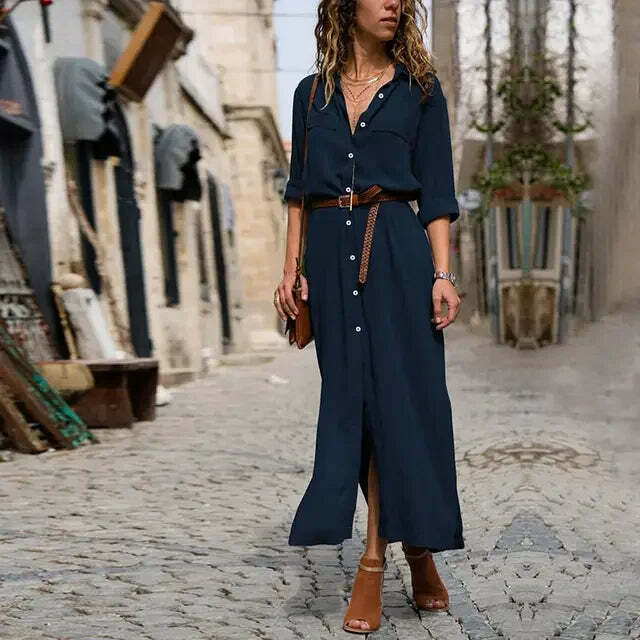 Y2K Summer Button Side Split Long Dress - Casual Loose Midi, 90S Grunge, Retro Style, Pastel Goth