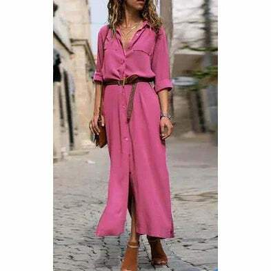Y2K Summer Button Side Split Long Dress - Casual Loose Midi, 90S Grunge, Retro Style, Pastel Goth