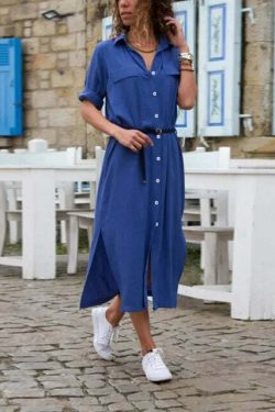 Y2K Summer Button Side Split Long Dress - Casual Loose Midi, 90S Grunge, Retro Style, Pastel Goth