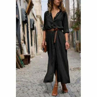 Y2K Summer Button Side Split Long Dress - Casual Loose Midi, 90S Grunge, Retro Style, Pastel Goth
