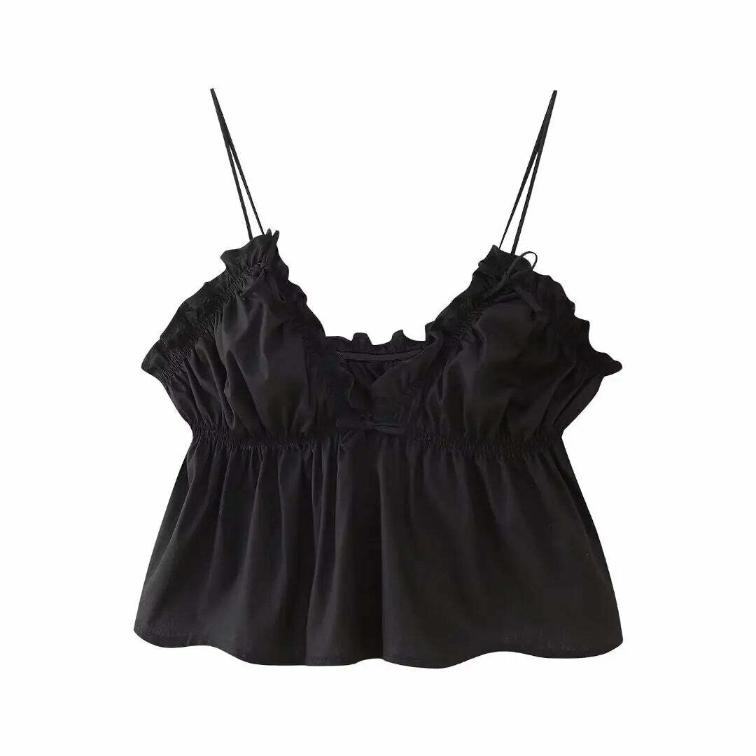 Y2K Summer Chic Solid Color Vest - Sexy Backless Sleeveless V-Neck Top, High Street Fashion