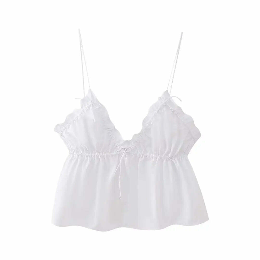Y2K Summer Chic Solid Color Vest - Sexy Backless Sleeveless V Neck Top, High Street Fashion