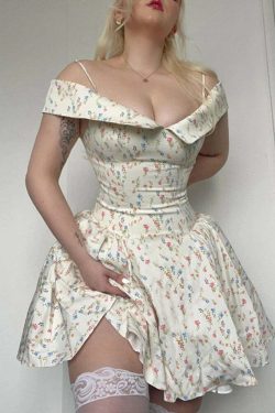 Y2K Summer Floral Dress - Vintage 90S Grunge Harajuku Palace Sweet Slim Fit Women'S Clothing