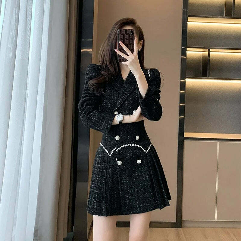 Y2K Summer Grunge A-Line Blazer Dress - Retro 90S Celebrity Style, Slim Fit, White Mid-Length