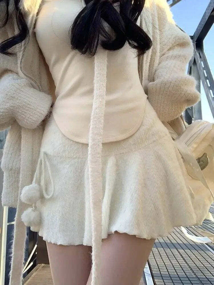 Y2K Summer Grunge Mini Skirt - Elastic Knitted A-Line, Retro 90S Party, Korean Designer Style