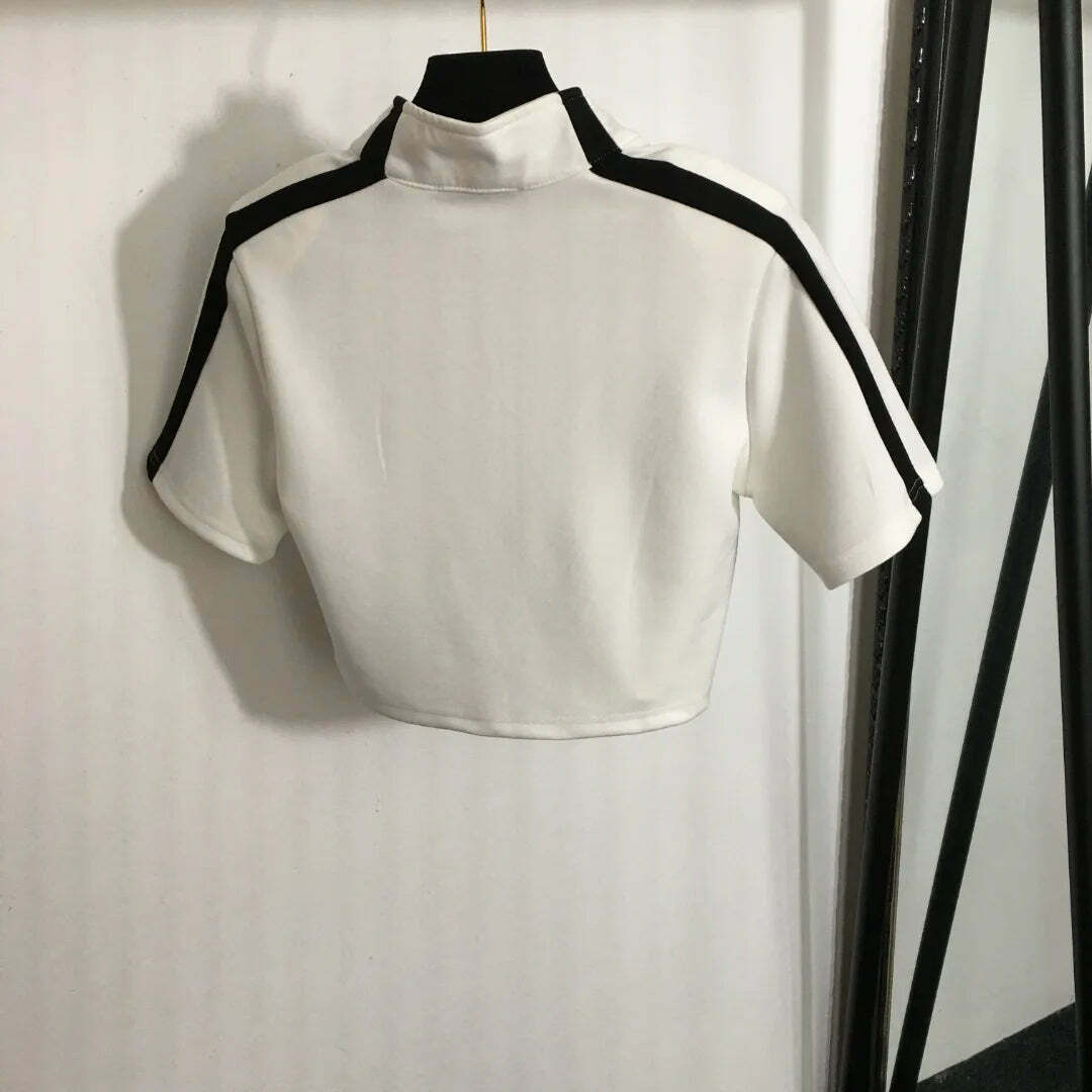 Y2K Summer Grunge Outfit: Retro 90S Triangle Logo Shirt-Style Top & Shorts Casual Fashion Suit