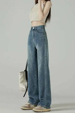 Y2K Summer High Waist Straight Jeans - 90S Grunge Streetwear Denim Pants For Women