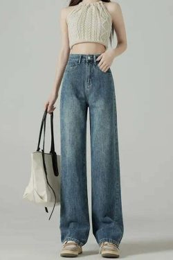 Y2K Summer High Waist Straight Jeans - 90S Grunge Streetwear Denim Pants For Women