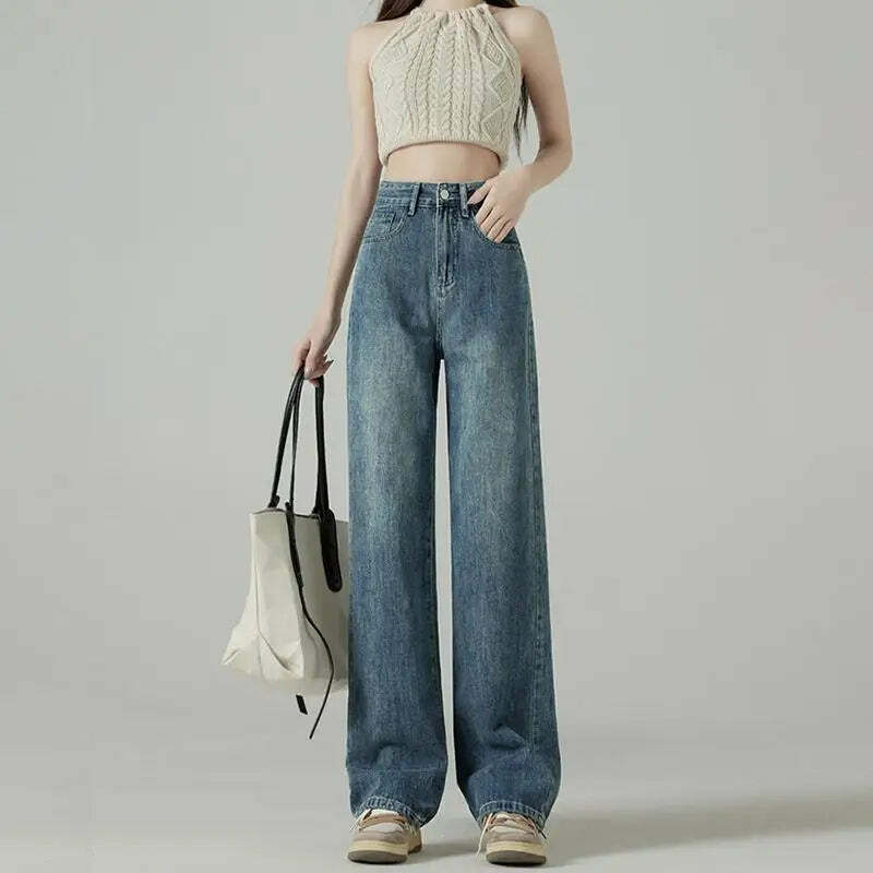 Y2K Summer High Waist Straight Jeans - 90S Grunge Streetwear Denim Pants For Women