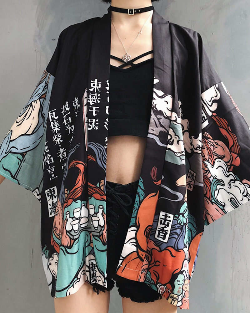 Y2K Summer Kimono Jacket - 90S Grunge, Retro Style, Pastel Goth, Y2K Party & Club Outfits