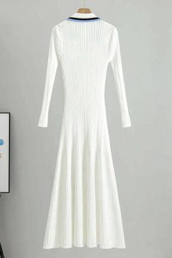 Y2K Summer Knit Dress - Elegant Long Sweater, Retro 90S Grunge, Casual Commuter Style
