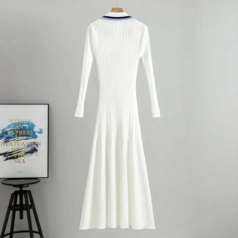 Y2K Summer Knit Dress - Elegant Long Sweater, Retro 90S Grunge, Casual Commuter Style