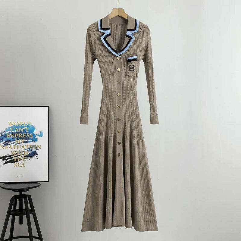Y2K Summer Knit Dress - Elegant Long Sweater, Retro 90S Grunge, Casual Commuter Style