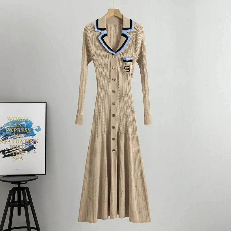 Y2K Summer Knit Dress - Elegant Long Sweater, Retro 90S Grunge, Casual Commuter Style