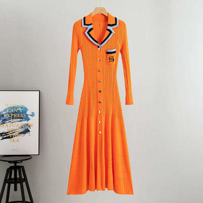 Y2K Summer Knit Dress - Elegant Long Sweater, Retro 90S Grunge, Casual Commuter Style