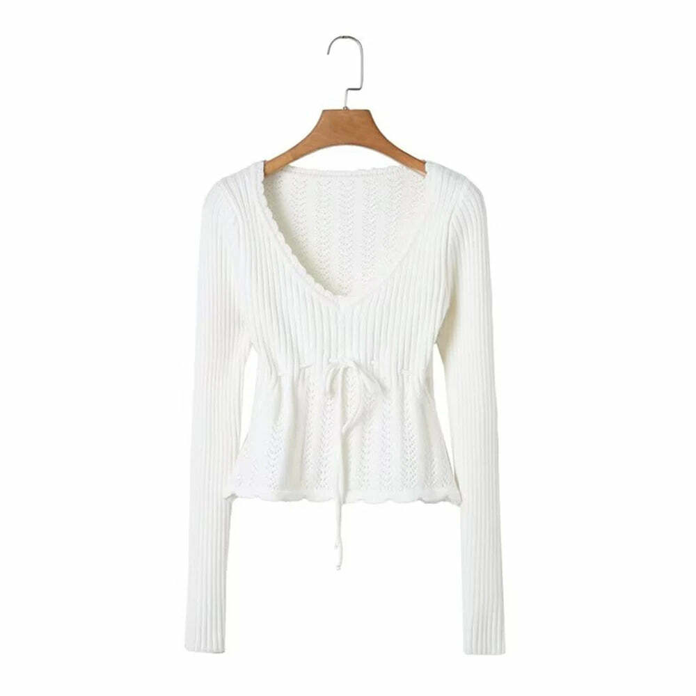 Y2K Summer Knitted Blouse - Retro 90S Grunge, Pastel Goth, Y2K Party & Club Outfits