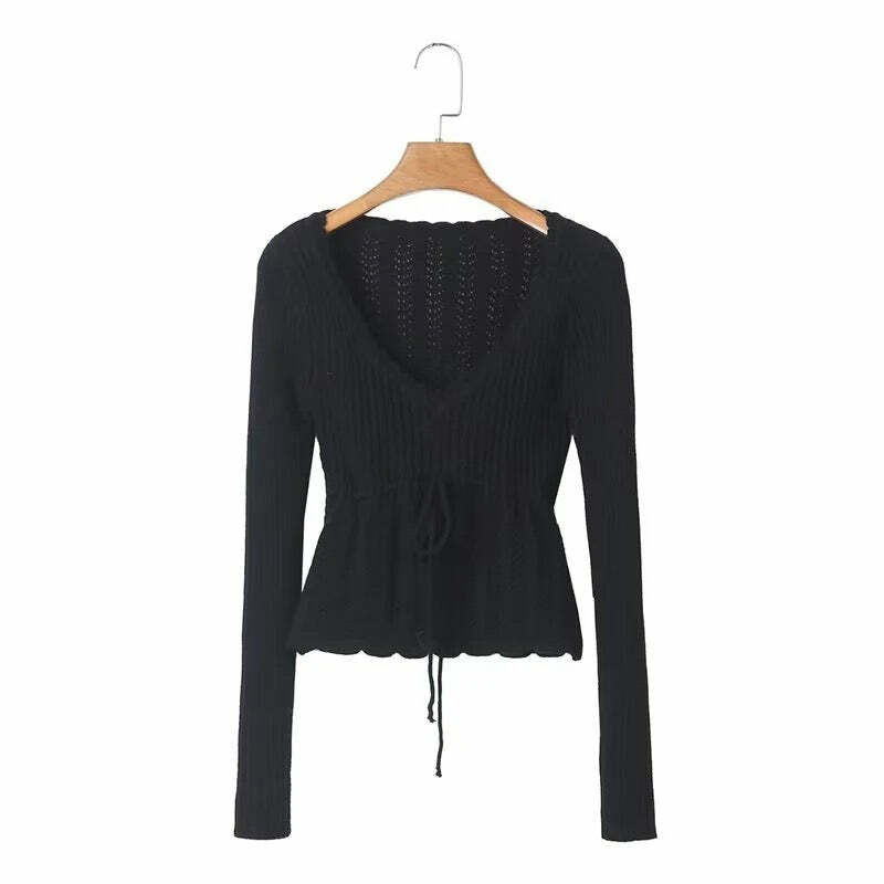 Y2K Summer Knitted Blouse - Retro 90S Grunge, Pastel Goth, Y2K Party & Club Outfits