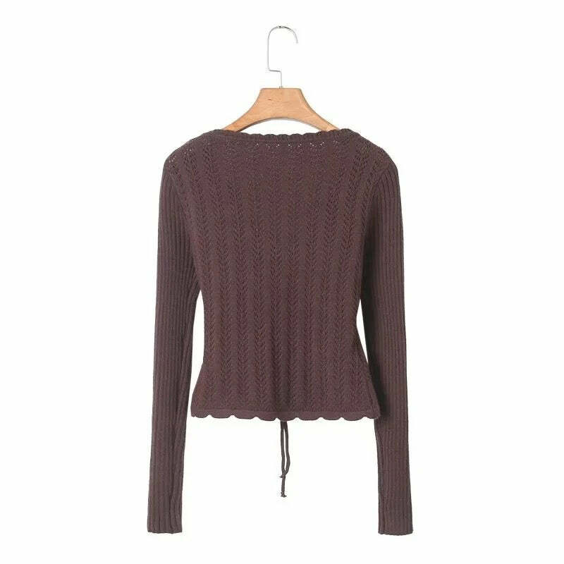 Y2K Summer Knitted Blouse - Retro 90S Grunge, Pastel Goth, Y2K Party & Club Outfits