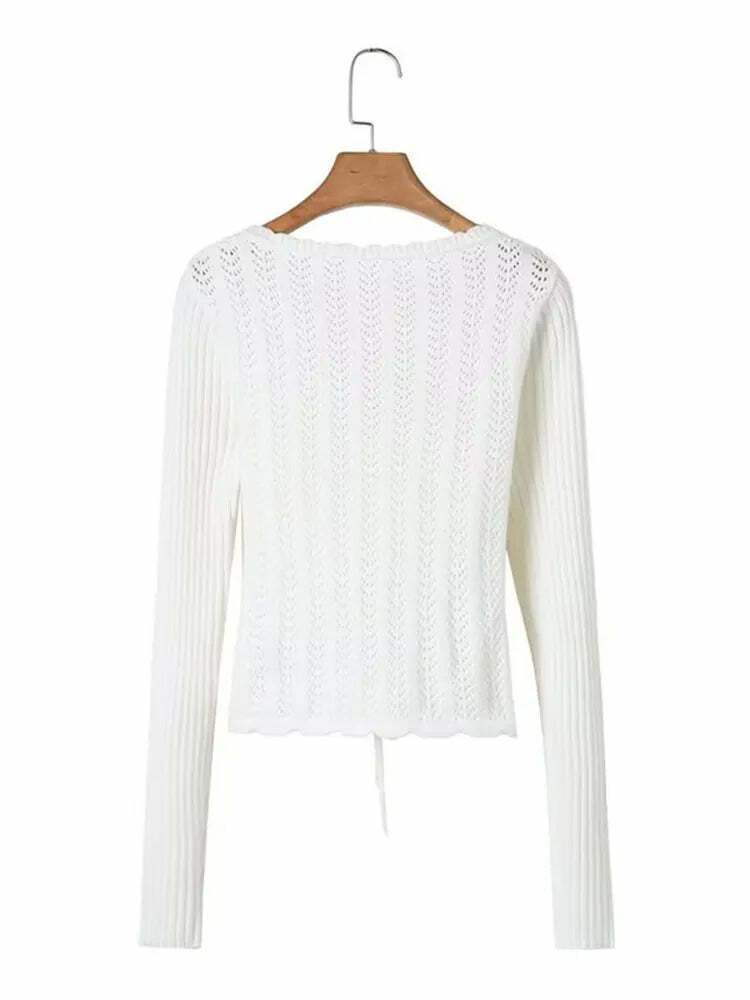 Y2K Summer Knitted Blouse - Retro 90S Grunge, Pastel Goth, Y2K Party & Club Outfits