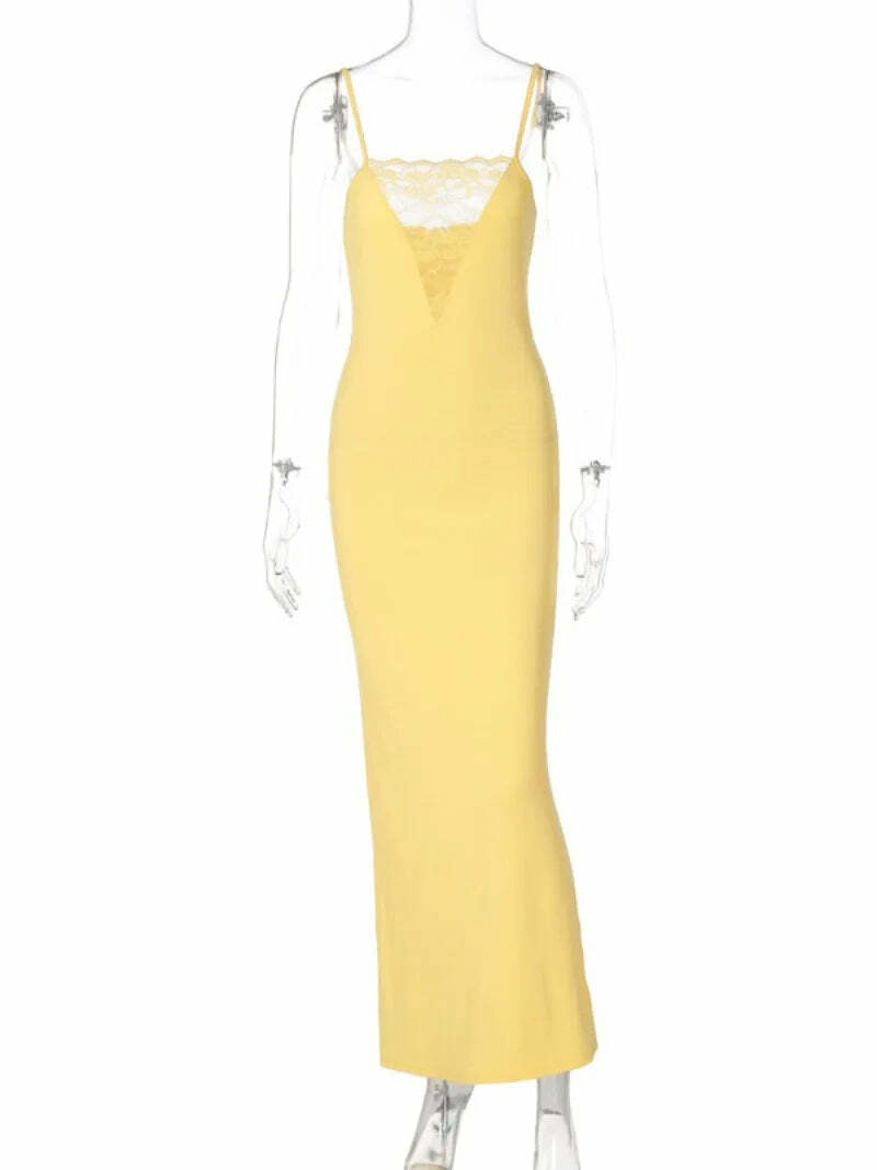 Y2K Summer Lace Patchwork Suspender Dress - Sexy Grunge Backless Bodycon Streetwear Prom Outfit