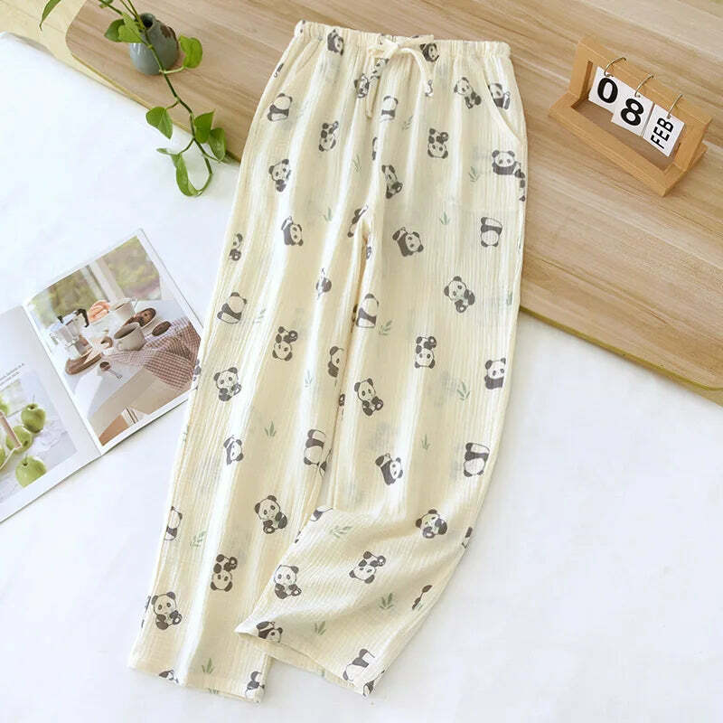Y2K Summer Ladies Short-Sleeved Shorts Pajamas Set - 100% Cotton Crepe, Retro 90S Grunge Style